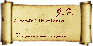 Jurcsó Henrietta névjegykártya